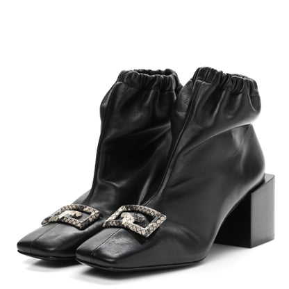 Givenchy Calfskin Snakeskin Embossed ID Scrunch Bootie 37 Black 3 of 9