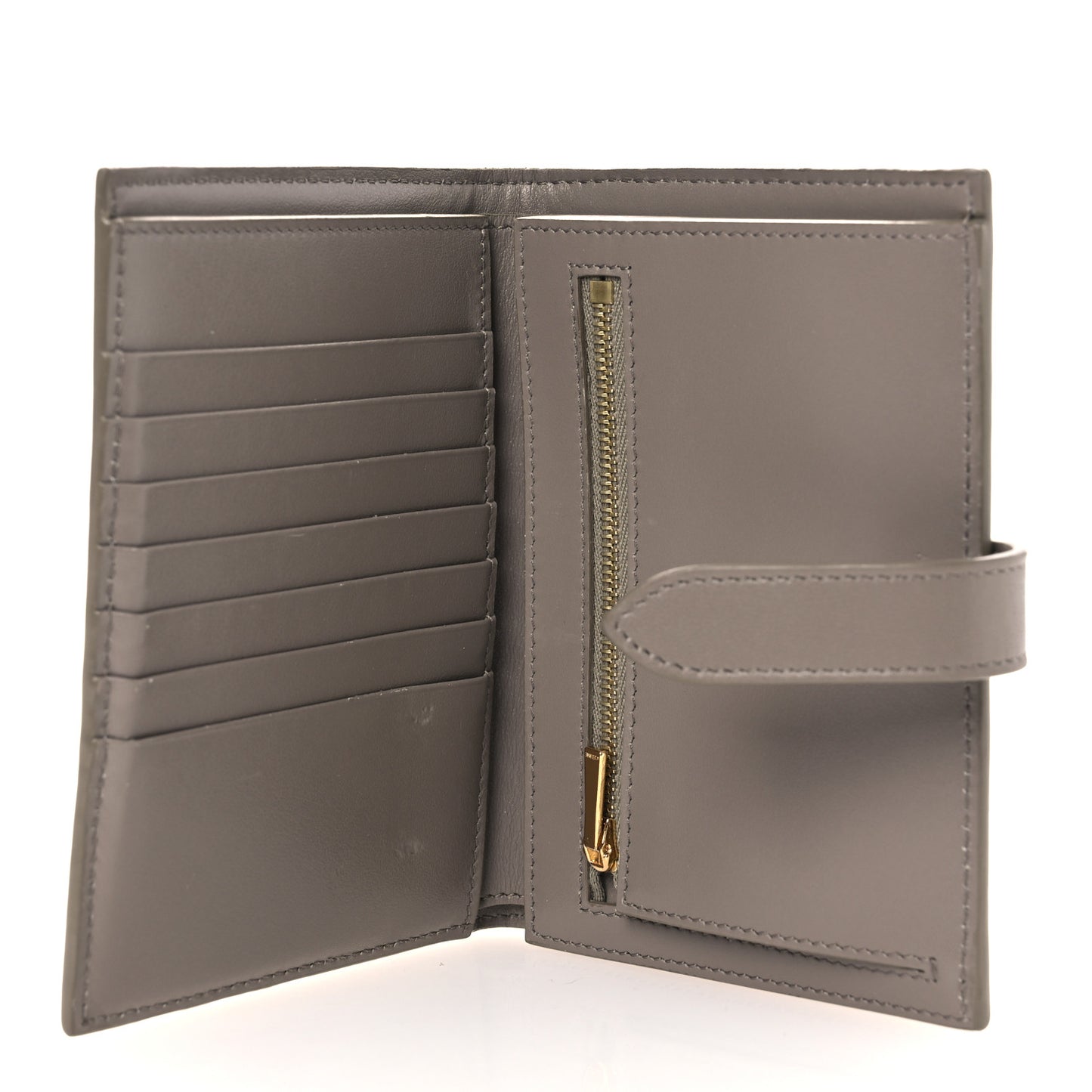 Grained Calfskin Medium Multifunction Strap Wallet Pebble