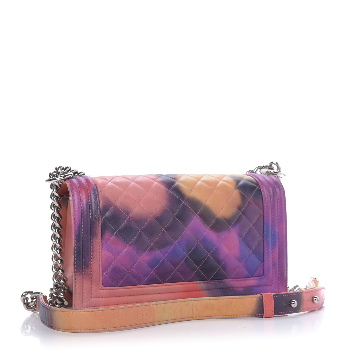 Printed Lambskin Quilted Medium Flower Power Boy Flap