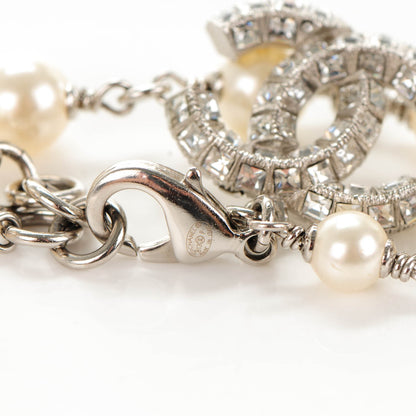 Chanel Baguette Crystal Pearl CC Bracelet Silver 5 of 5