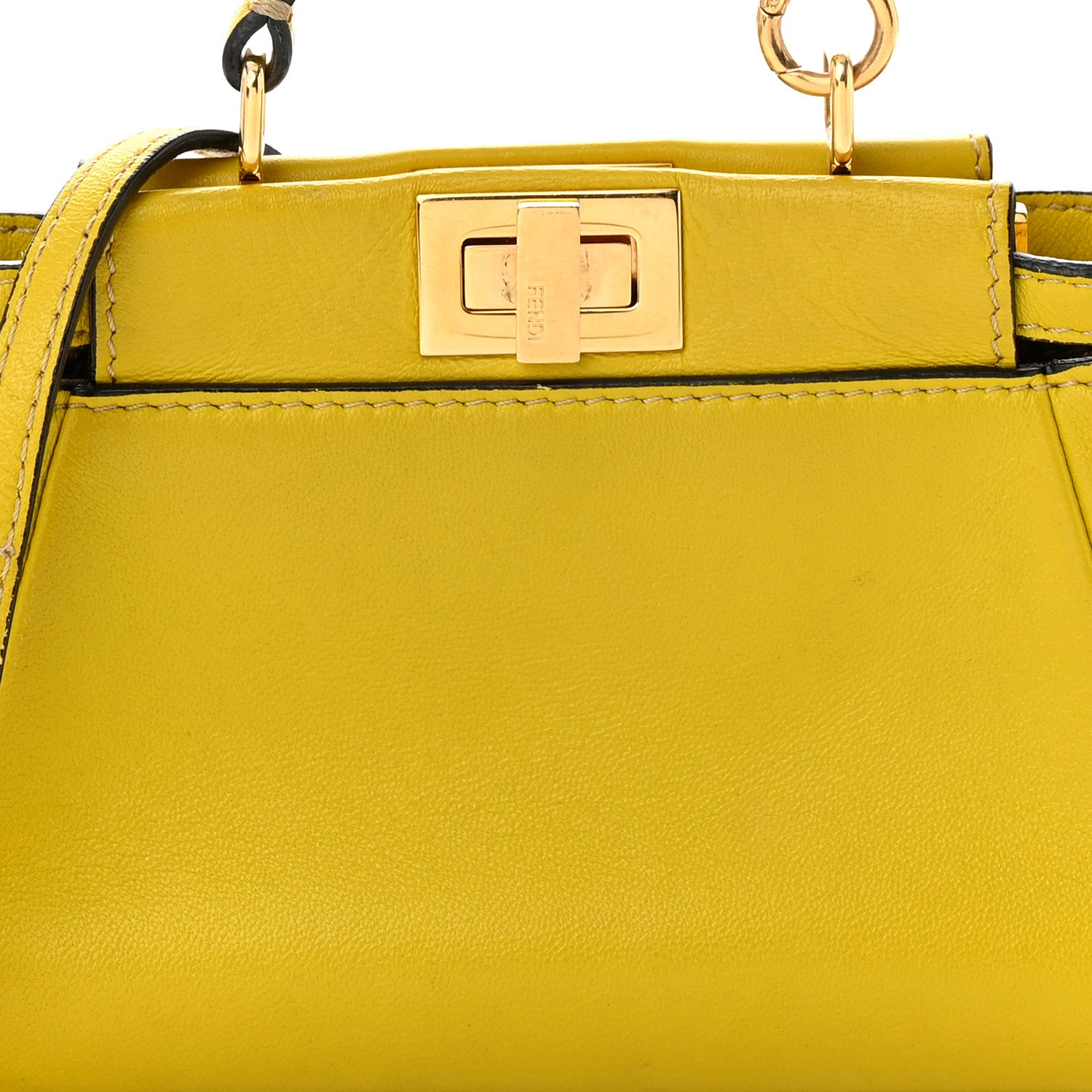 Fendi Shiny Nappa Micro Peekaboo Iconic Satchel Lime 8 of 12