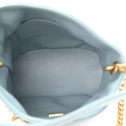 Chanel Lambskin Enamel Quilted Pending CC Mini Bucket Bag Light Blue 5 of 11