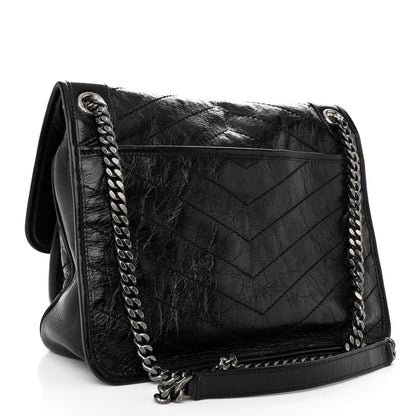 Saint Laurent Crinkled Calfskin Matelasse Monogram Medium Niki Chain Satchel Black 3 of 9