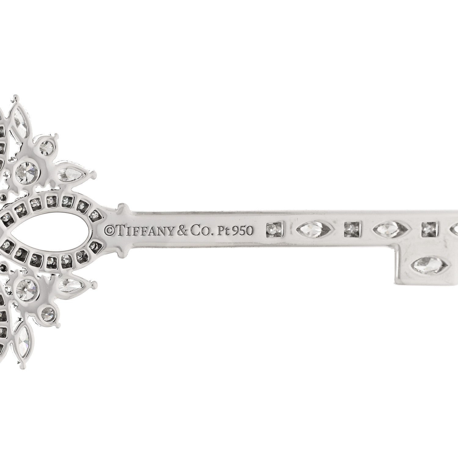 Tiffany Platinum Diamond Emerald Victoria Key Pendant 4 of 5