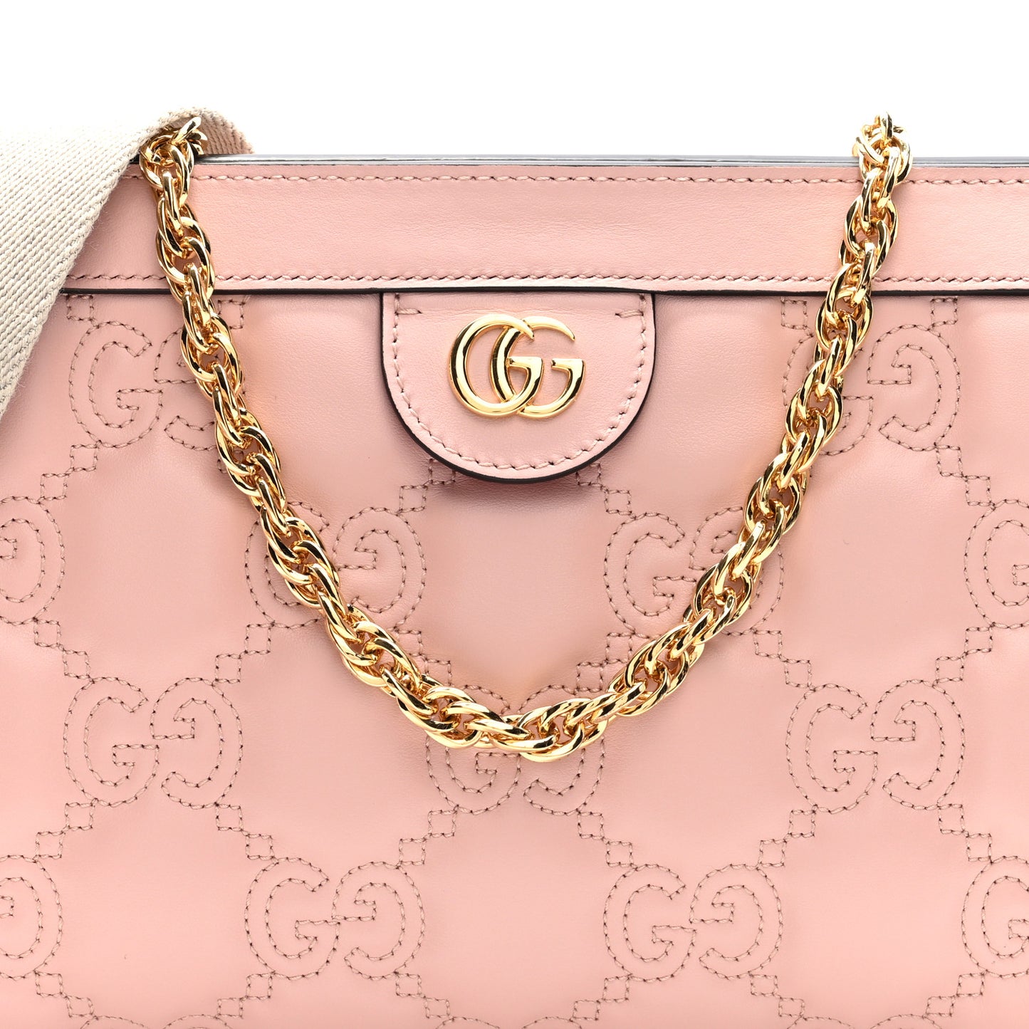 Calfskin GG Matelasse Small Slim Chain Shoulder Bag Perfect Pink Natural