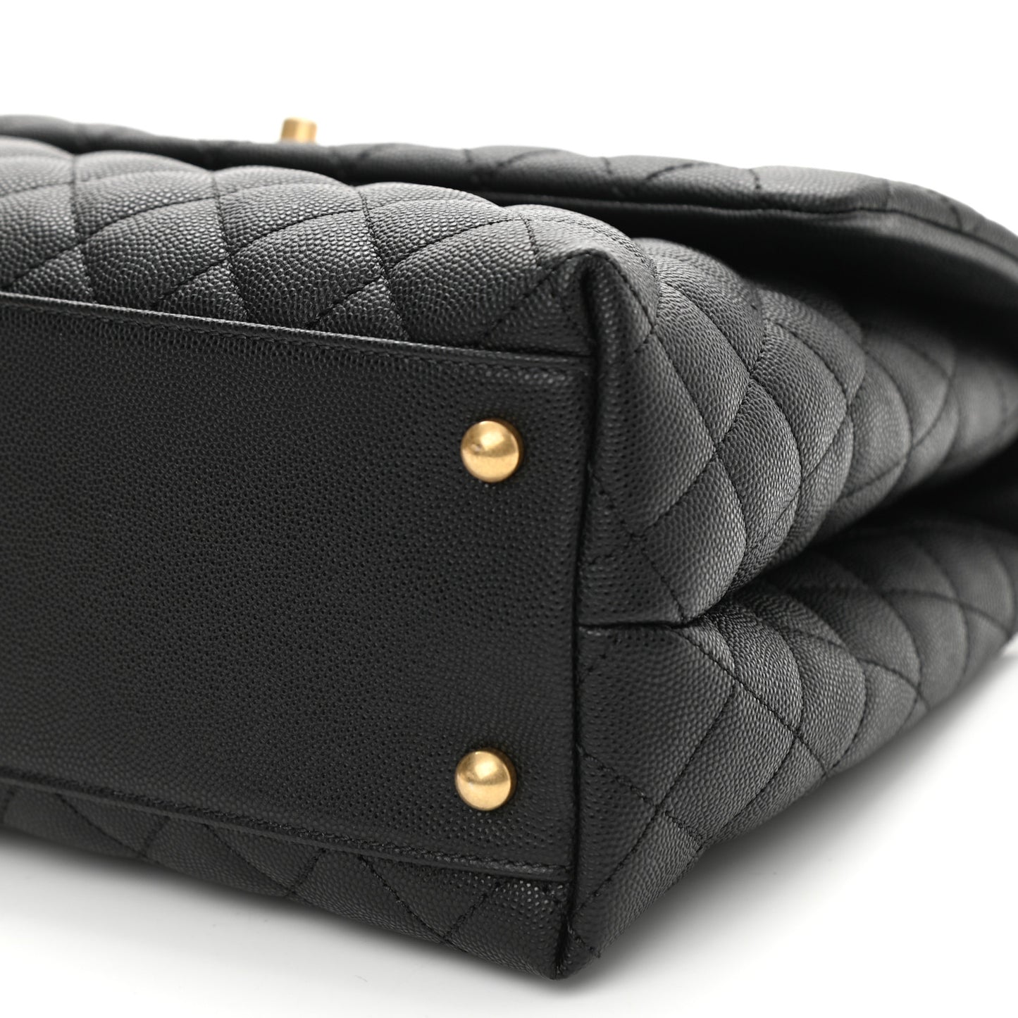 Caviar Lizard Quilted Medium Coco Handle Flap Black