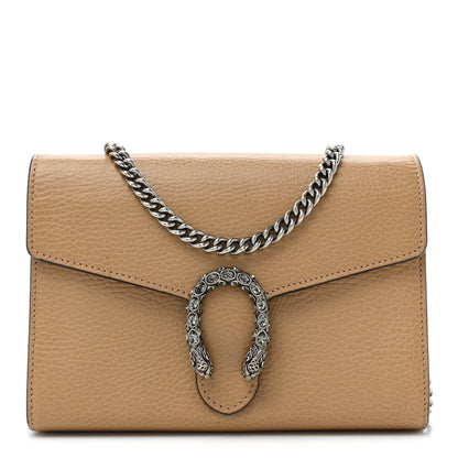 Gucci Dollar Calfskin Crystal Mini Dionysus Chain Wallet Natural Tan Black Diamond 1 of 17