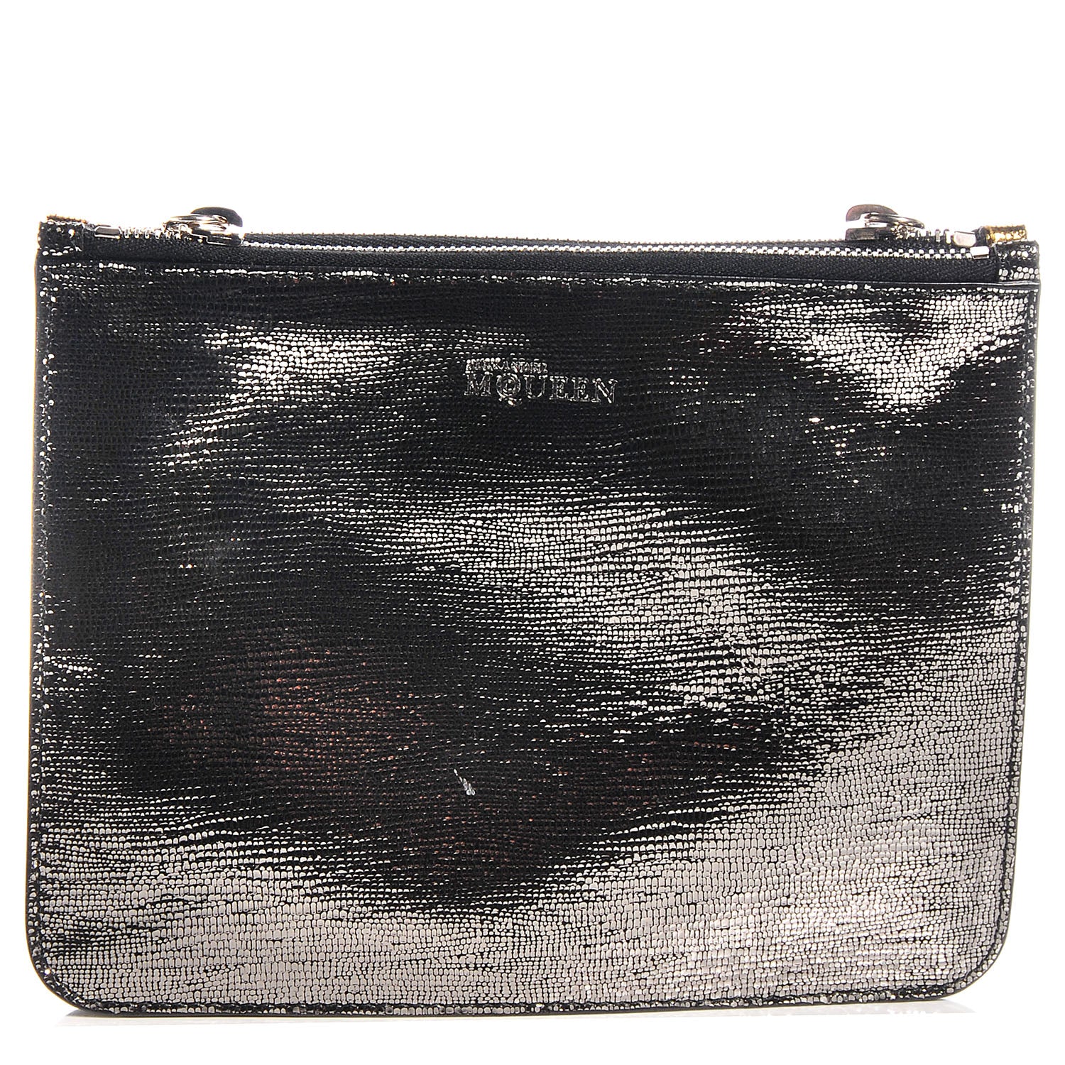 Alexander McQueen Leather Double Compartment Pouch Gold Silver 1 of 11