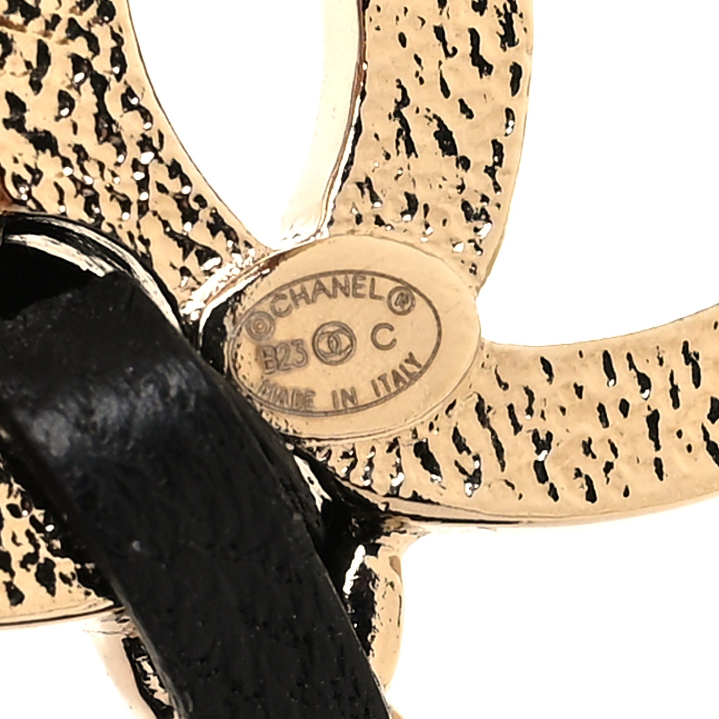 Resin Lambskin CC Flap Bag Brooch Gold Black