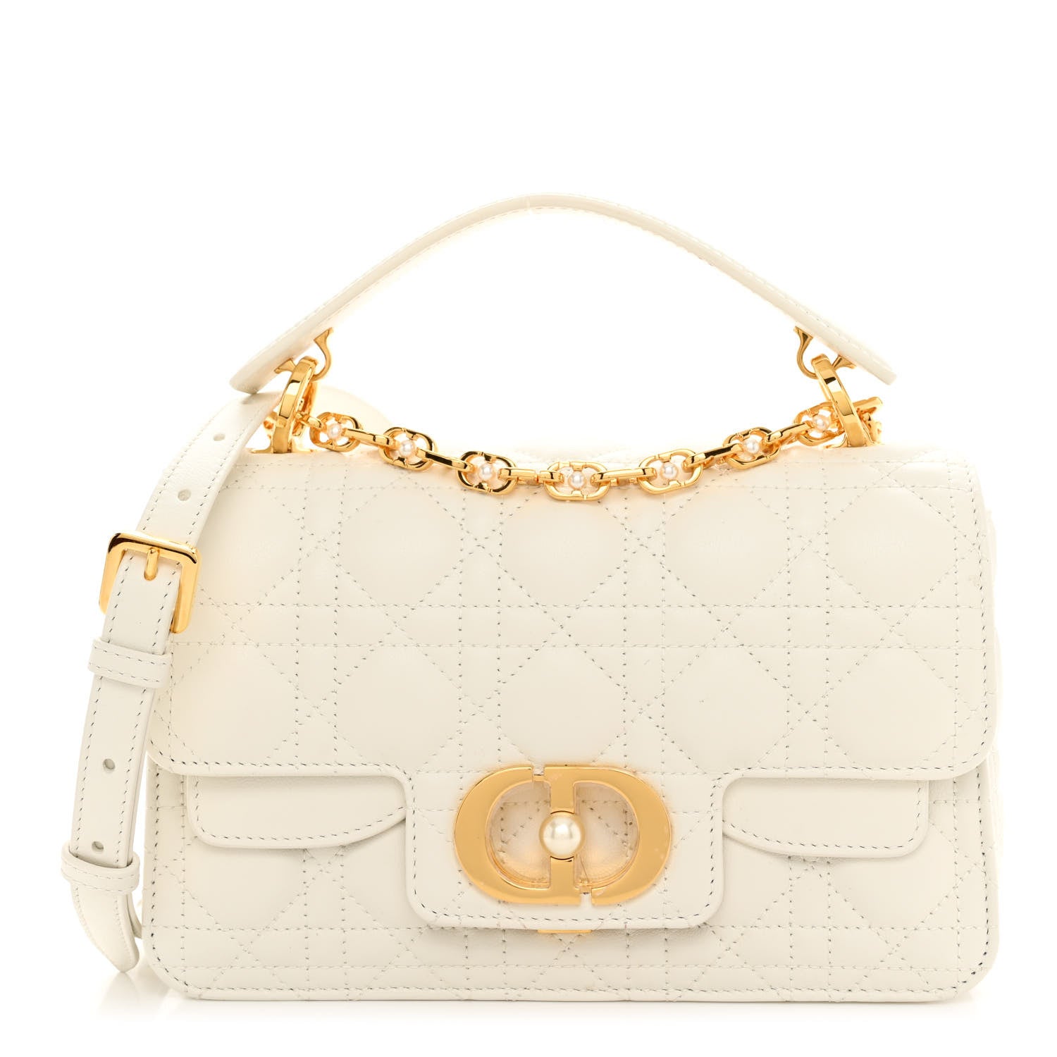 Christian Dior Lambskin Cannage Small Jolie Top Handle Bag Latte 1 of 12