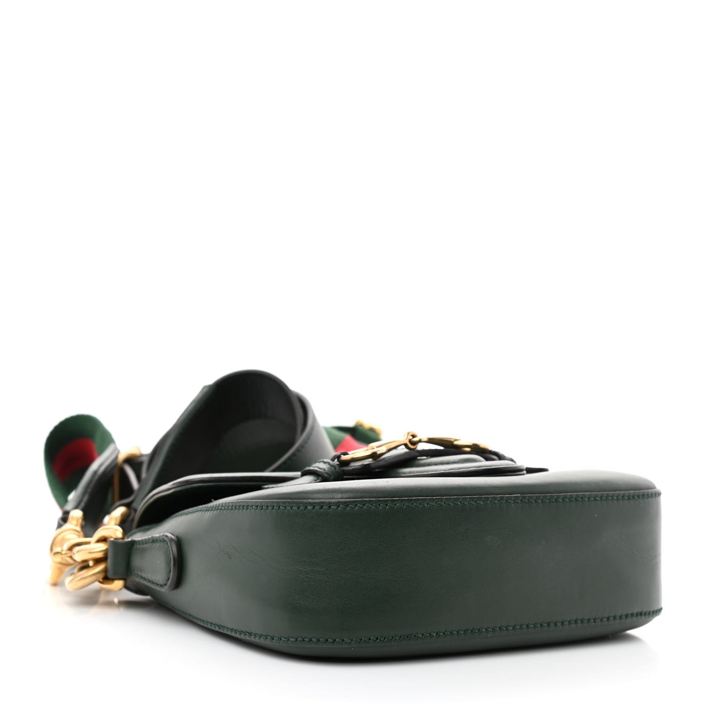 Calfskin Small Lady Web Shoulder Bag Green