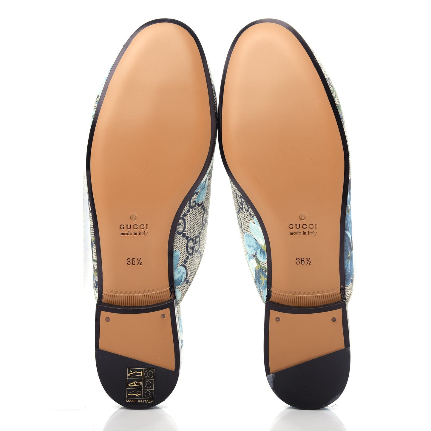 GG Supreme Monogram Blooms Womens Princetown Slippers 36.5 Beige Blue Navy Hibiscus Red