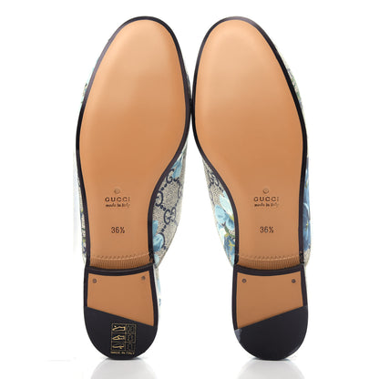 Gucci GG Supreme Monogram Blooms Womens Princetown Slippers 36.5 Beige Blue Navy Hibiscus Red 6 of 11