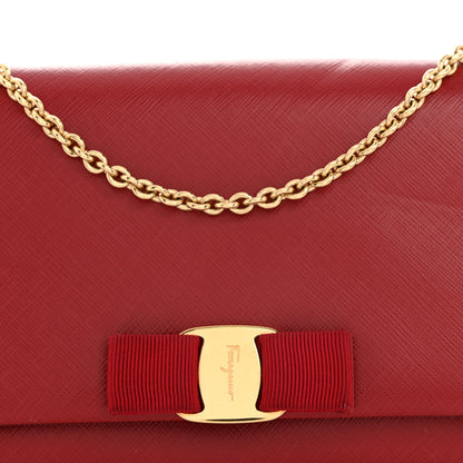 Salvatore Ferragamo Printed Calfskin  Mini Miss Vara Bow Chain Bag Rosso 7 of 11
