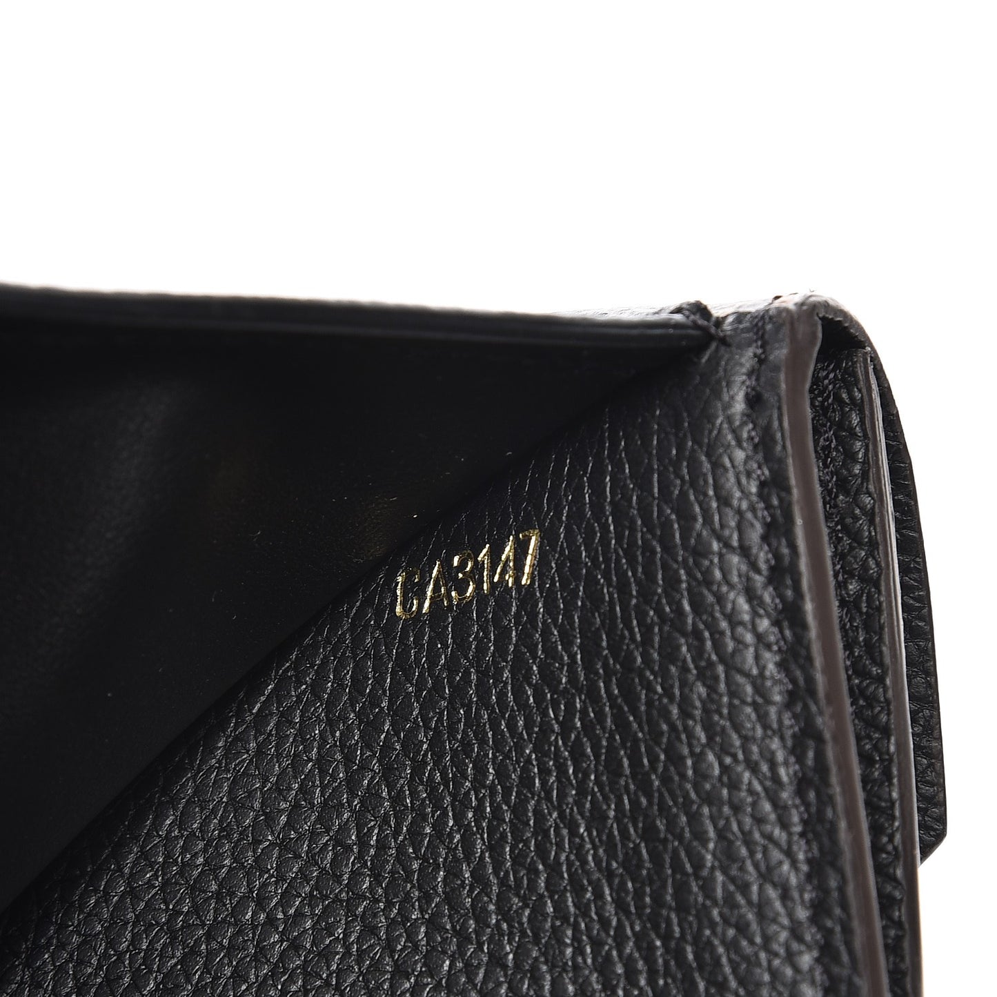 Grained Calfskin Monogram Double V Compact Wallet Black