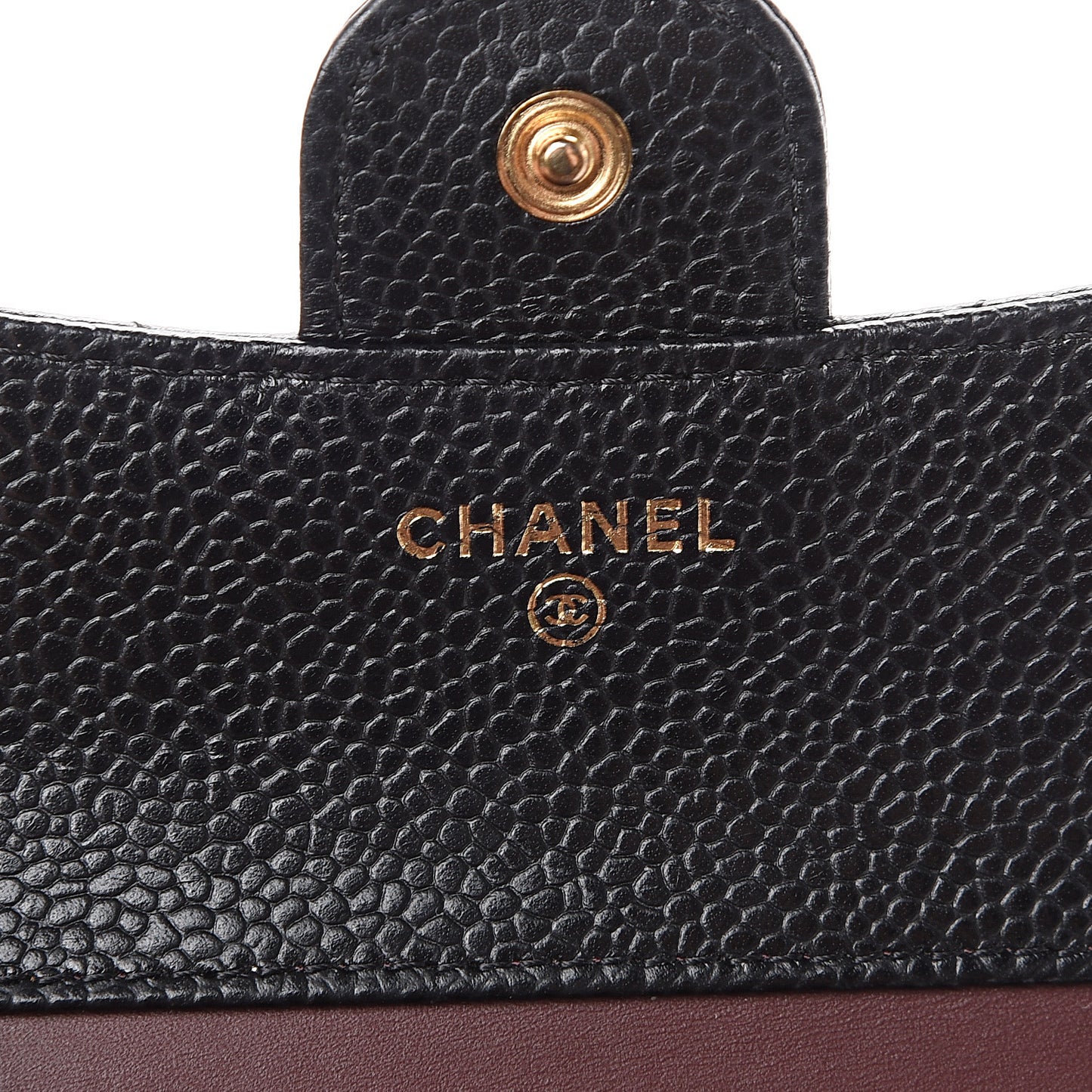 Caviar Quilted Compact Flap Wallet Black