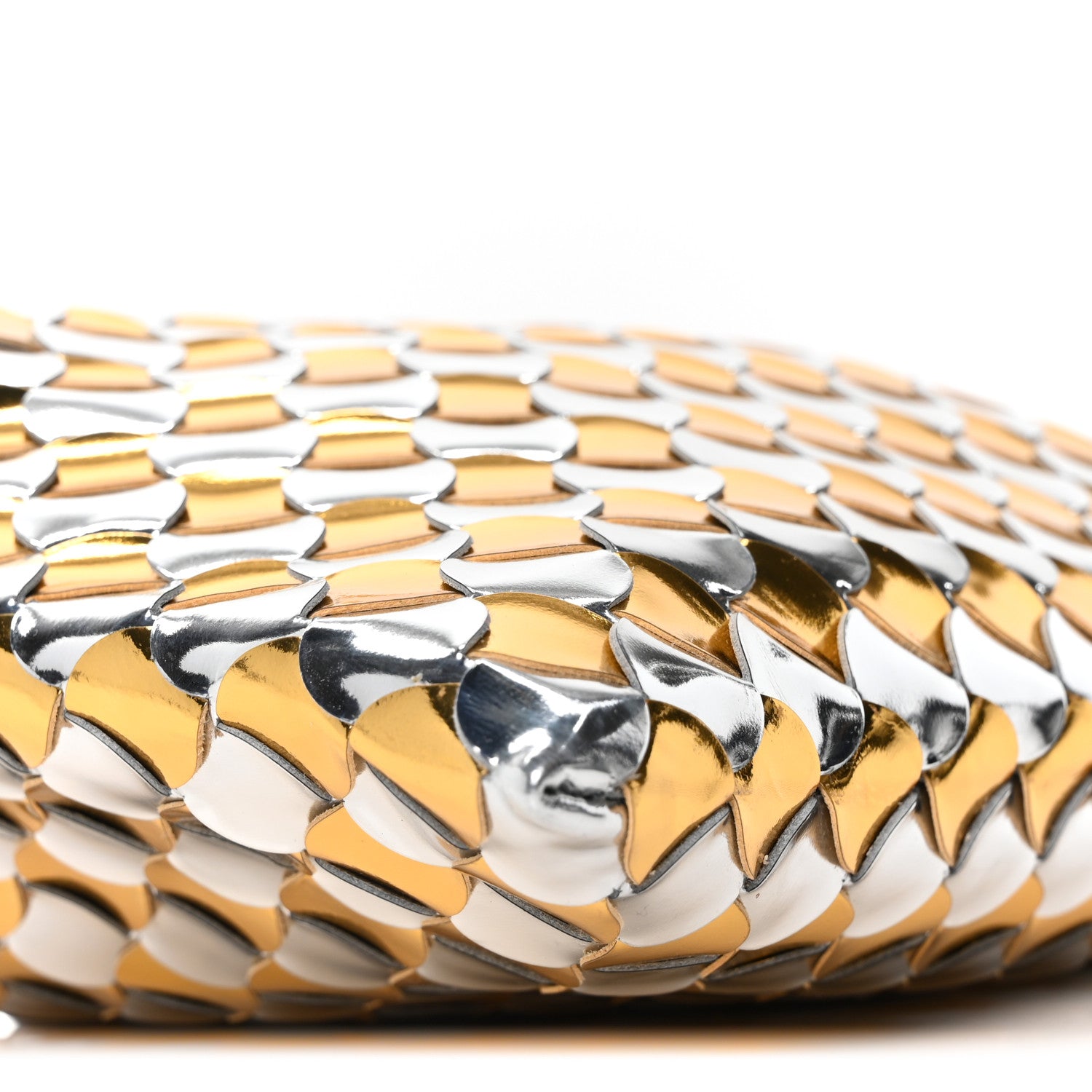 Bottega Veneta Metallic Lambskin Intrecciato Mini Hop Silver Gold 8 of 9