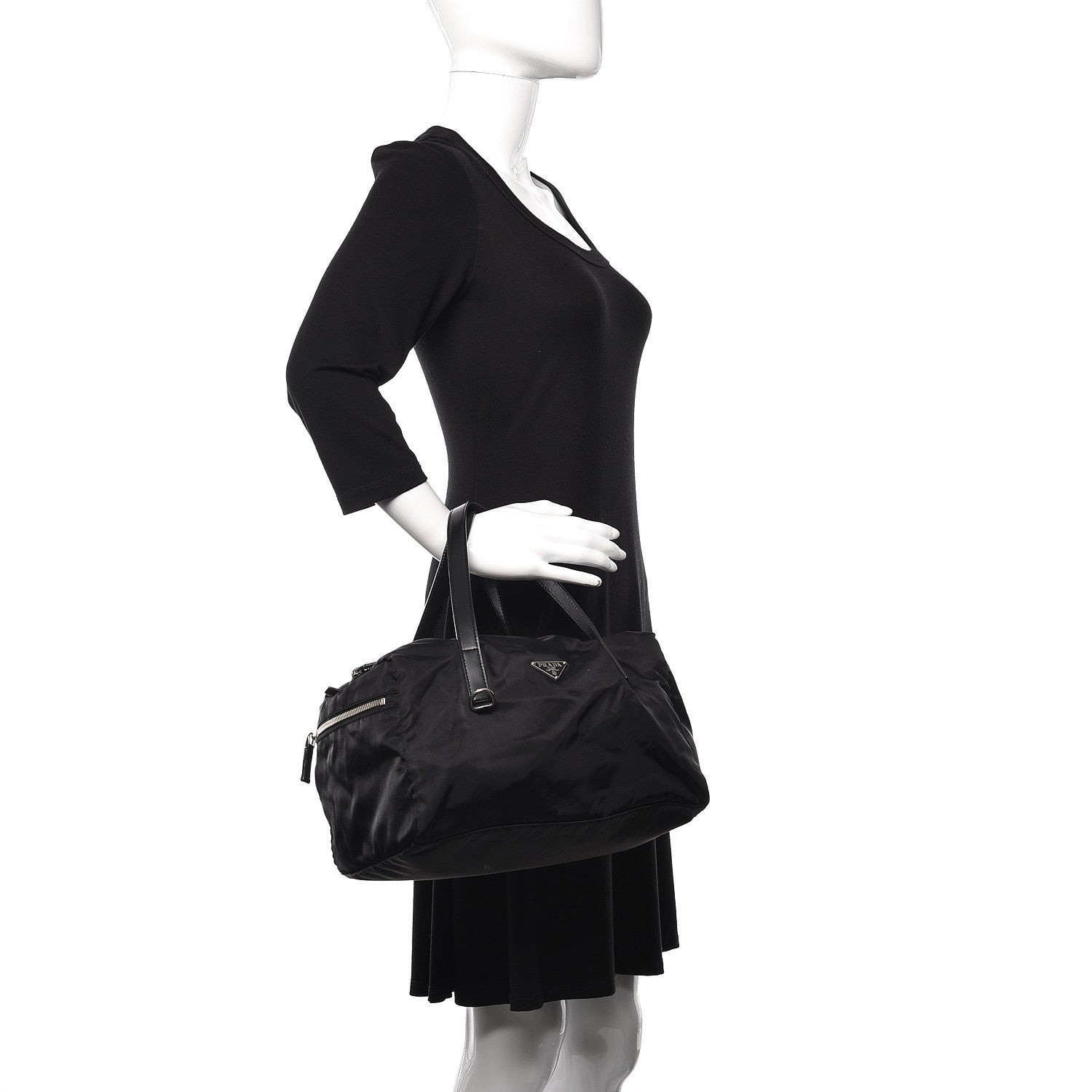 Prada Tessuto Nylon Cervo Lux Bowler Black 2 of 9
