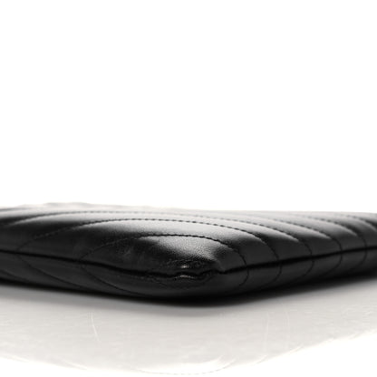 Saint Laurent Calfskin Matelasse Chevron Monogram A5 Wristlet Black 9 of 11