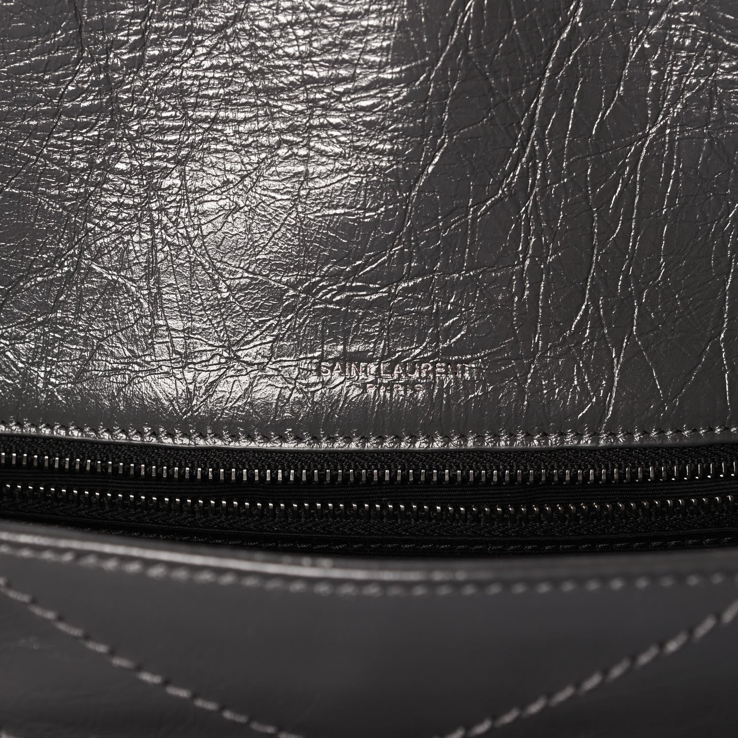Saint Laurent Crinkled Calfskin Matelasse Monogram Medium Niki Chain Satchel Storm 6 of 12