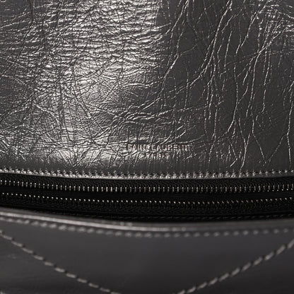 Saint Laurent Crinkled Calfskin Matelasse Monogram Medium Niki Chain Satchel Storm 6 of 12