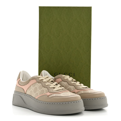 Gucci Calfskin GG Supreme Monogram Perforated Womens Platform 55mm Sneakers 41 Apricot Pink Beige Grey 9 of 9