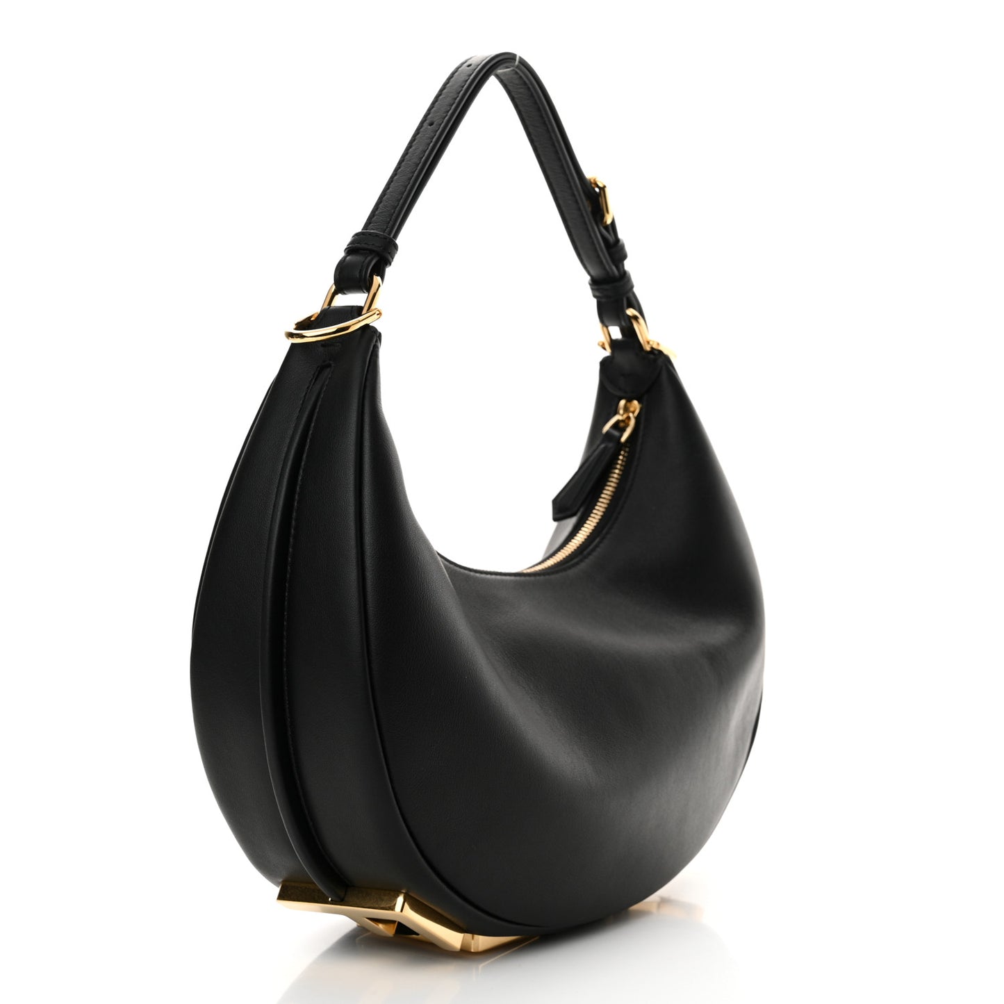 Vitello Grace Matte Small Fendigraphy Hobo Bag Black