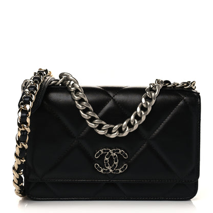 Chanel Lambskin Quilted Chanel 19 Wallet On Chain WOC Black 1 of 8