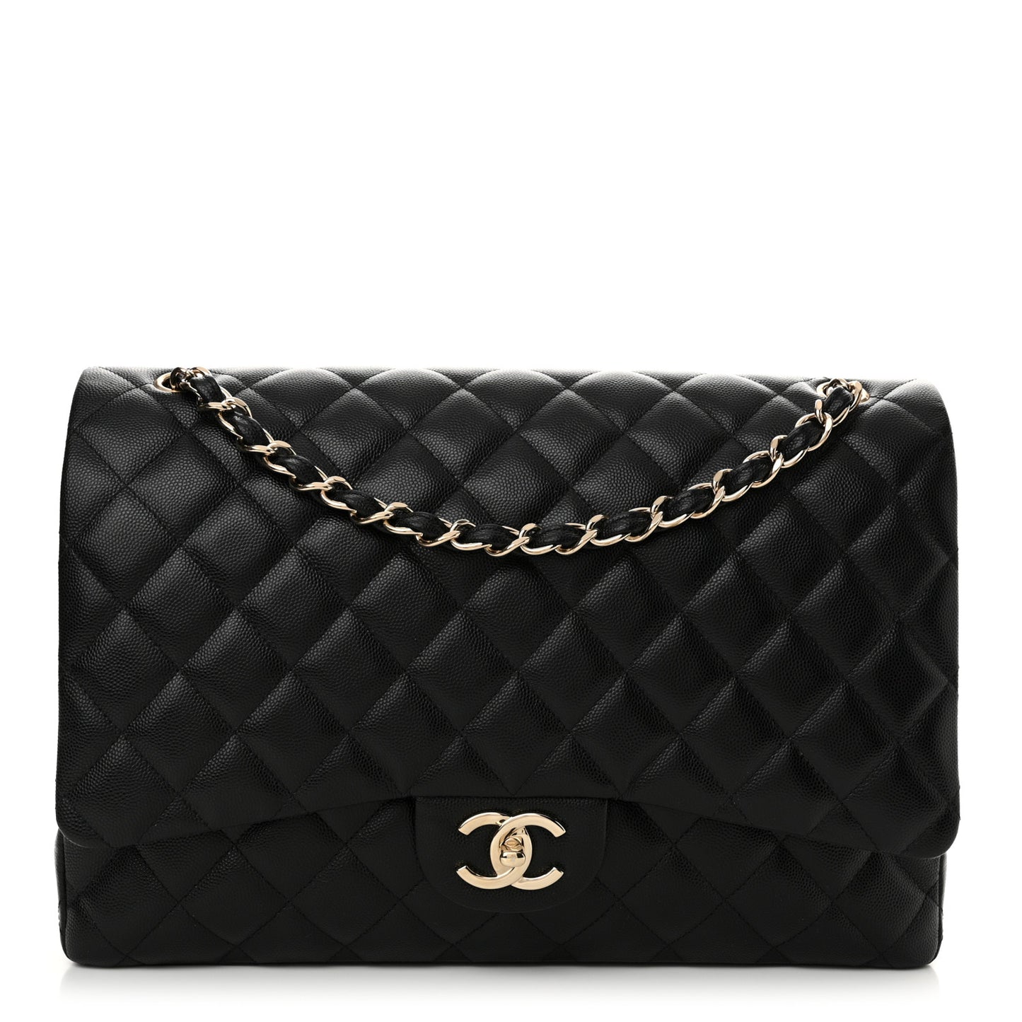 Caviar Quilted Maxi Double Flap Black
