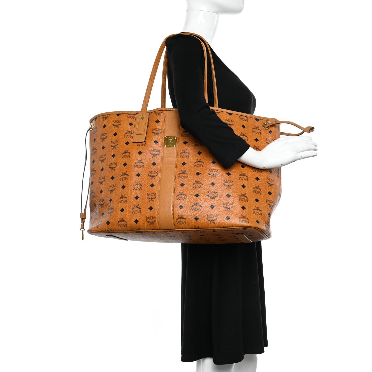 MCM Visetos Large Liz Reversible Shopper Tote Cognac 2 of 16