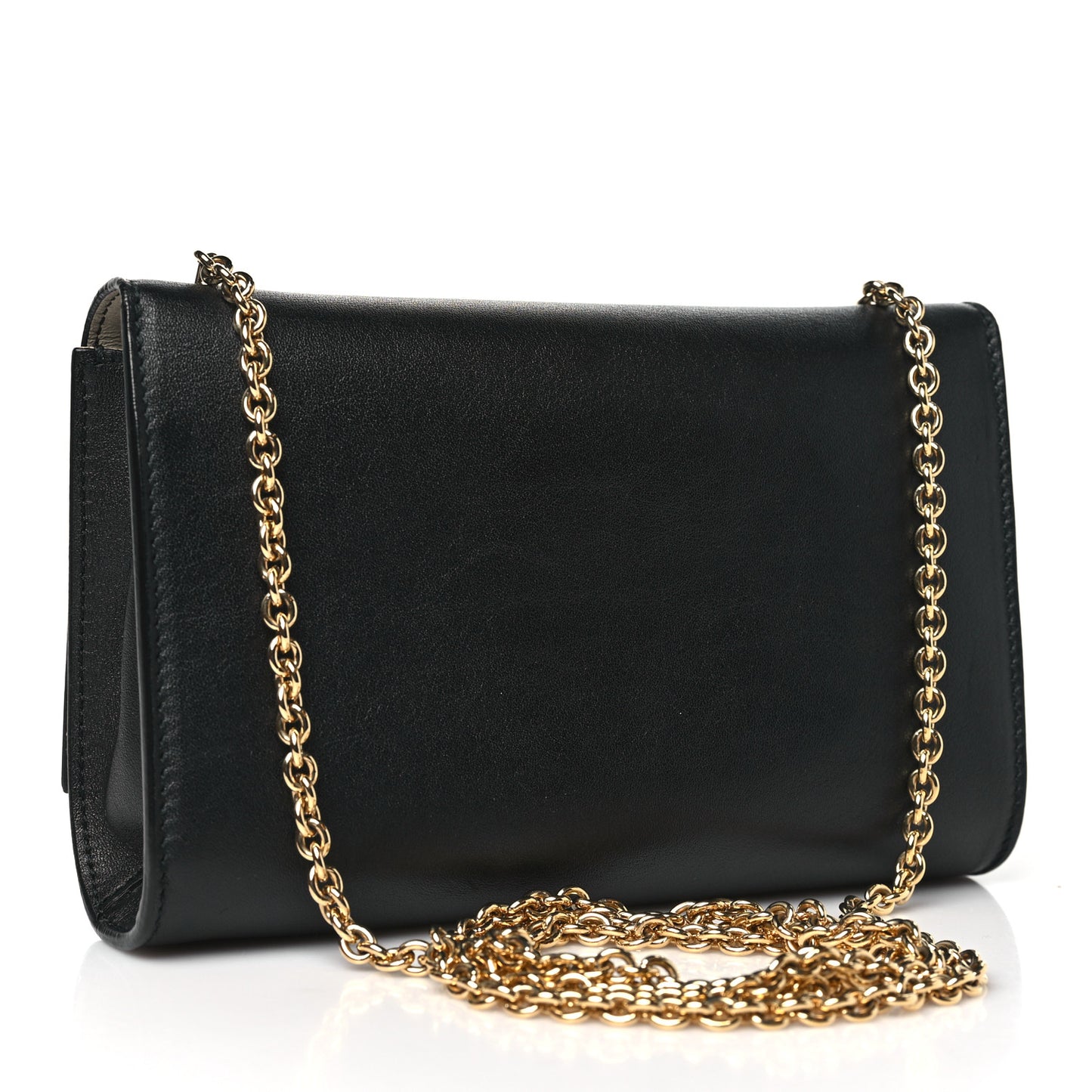 Calfskin Gancini Chain Flap Bag Black