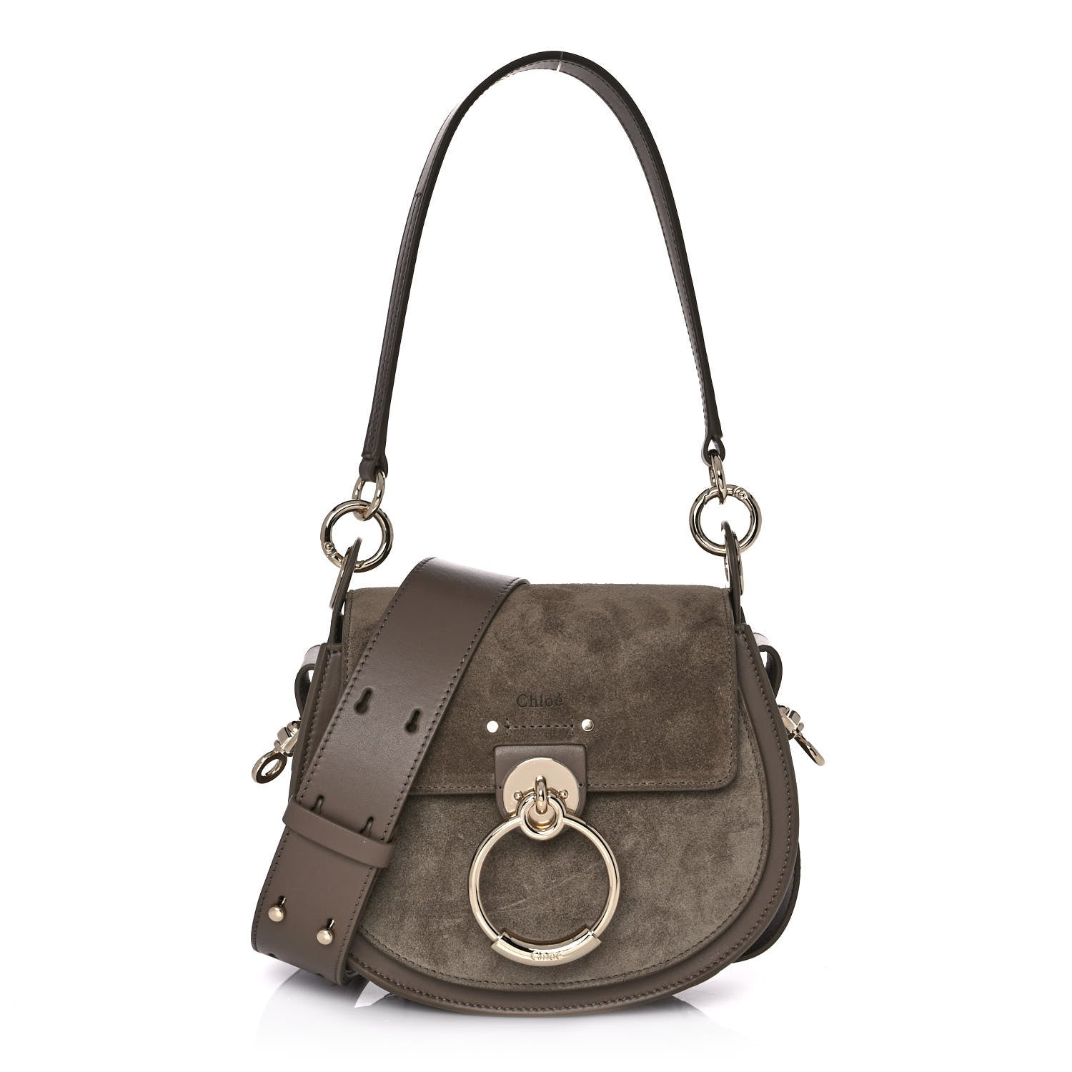 Chloe Calfskin Suede Small Tess Bag Army Green 1 of 8
