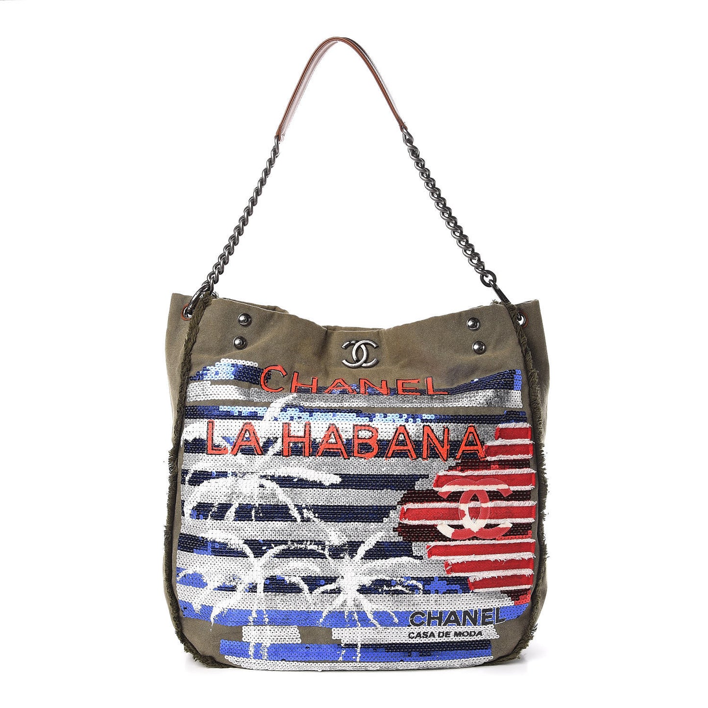 Canvas Sequins Cubano Trip Hobo Khaki