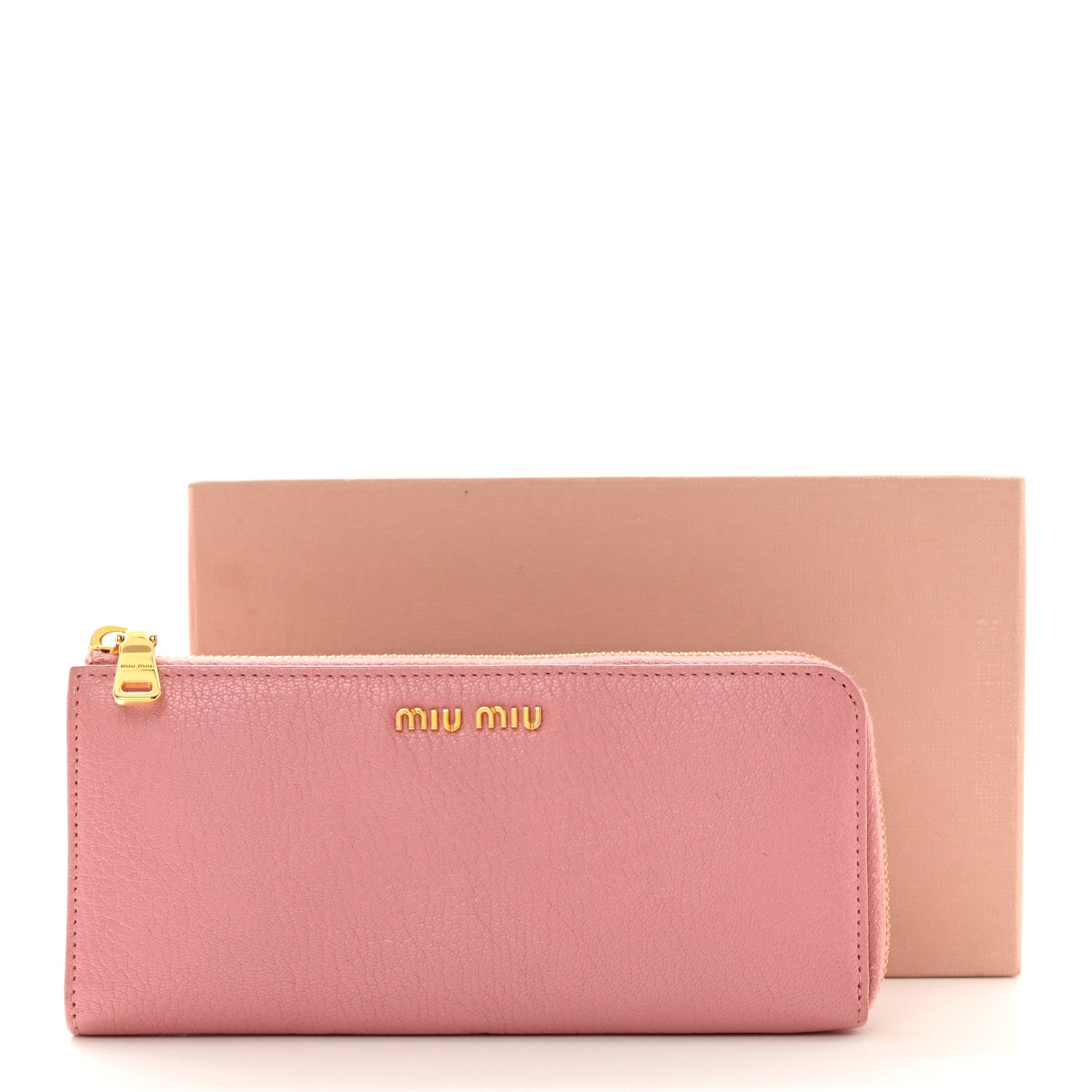 Miu Miu Goatskin Madras Zip Around Wallet Rosa 9 of 9