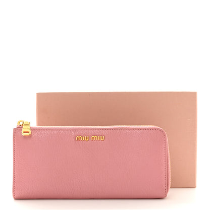 Miu Miu Goatskin Madras Zip Around Wallet Rosa 9 of 9