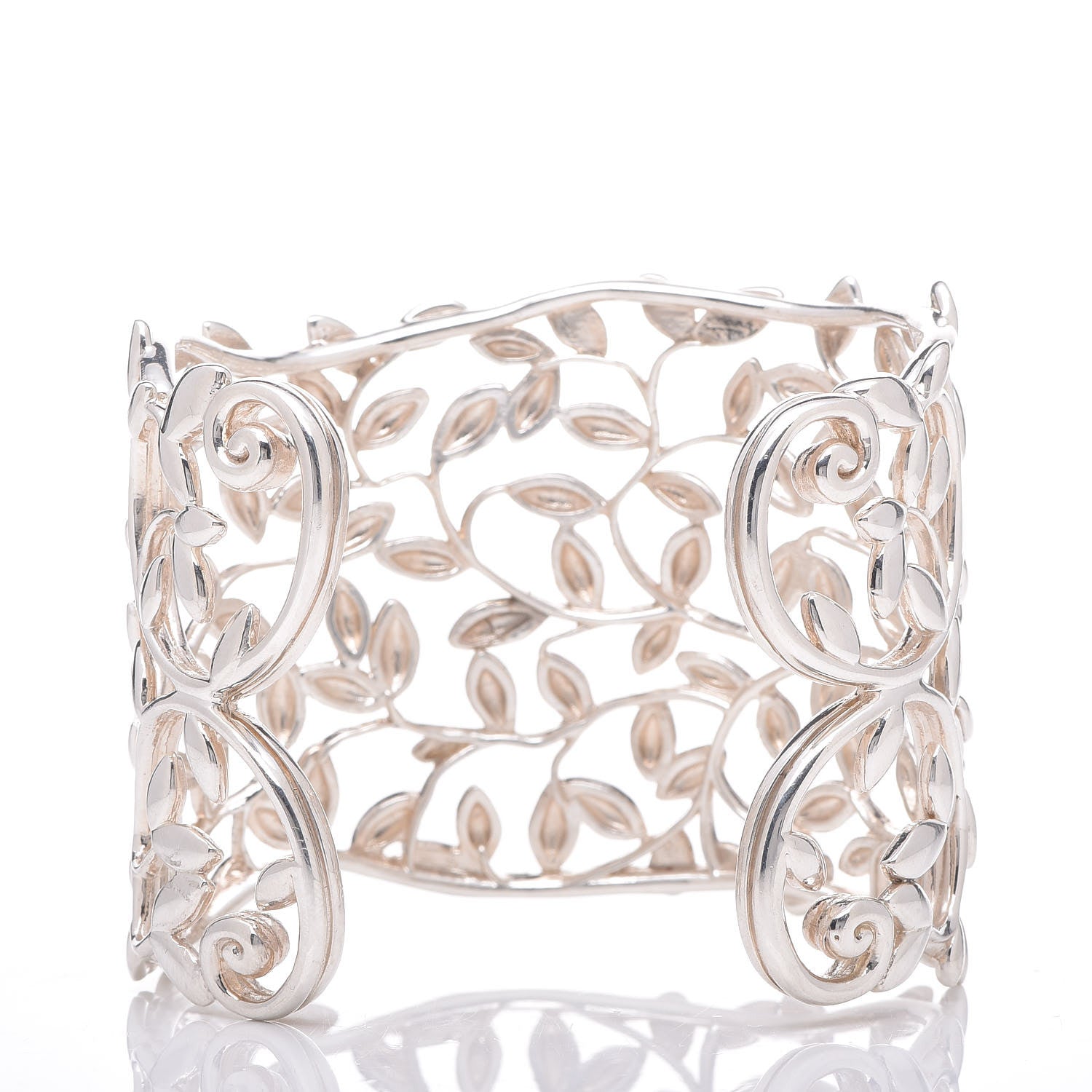 Tiffany Sterling Silver Wide Paloma Picasso Olive Leaf Cuff Bracelet 3 of 5