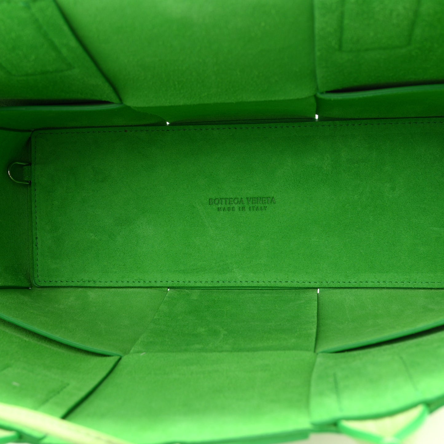 Grained Calfskin Intrecciato Small Arco Tote Pistachio Parakeet