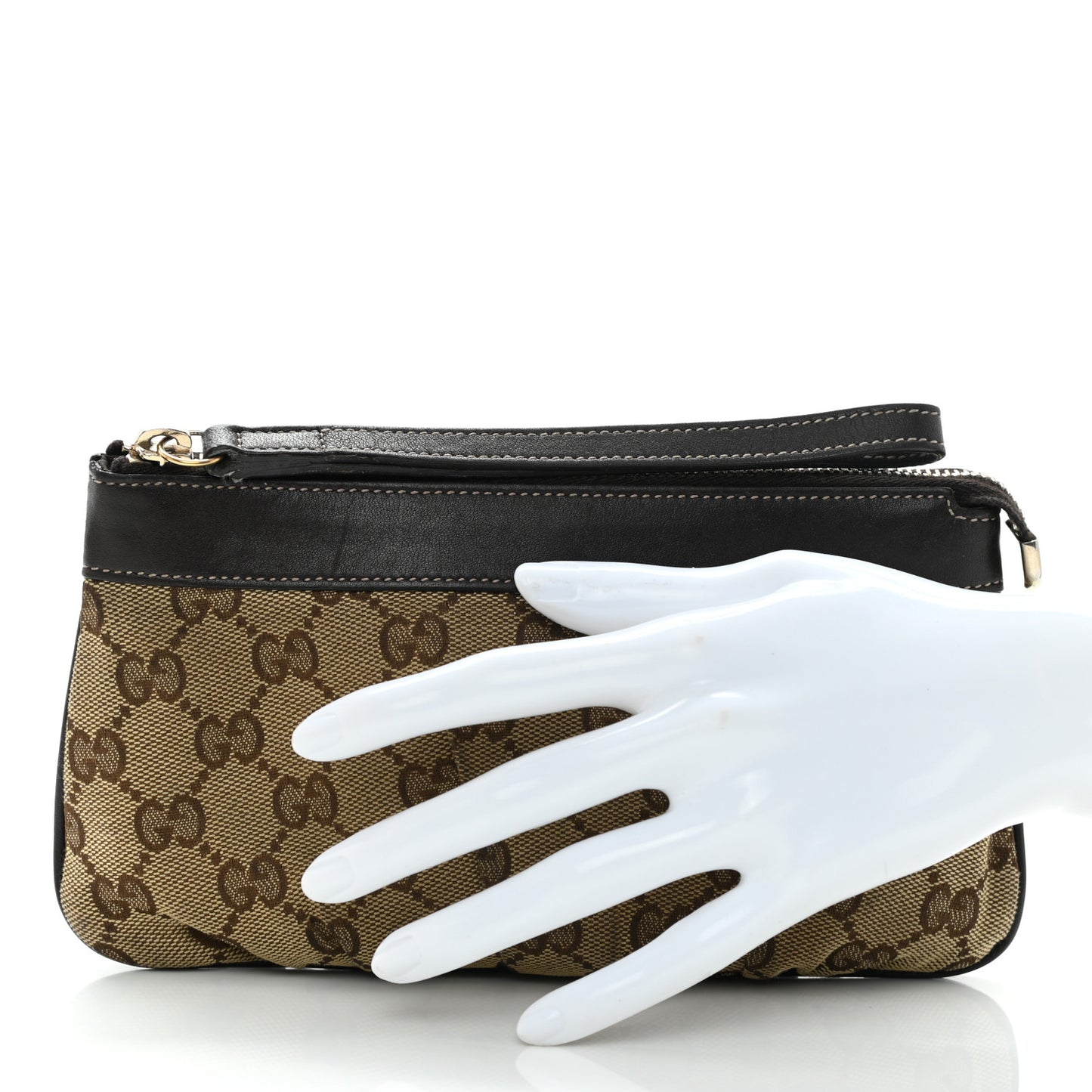 Monogram Hearts Wristlet Dark Brown