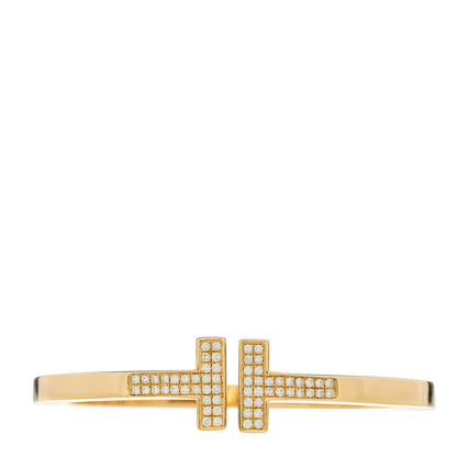 Tiffany 18K Yellow Gold Diamond T Square Pave Bracelet 1 of 4
