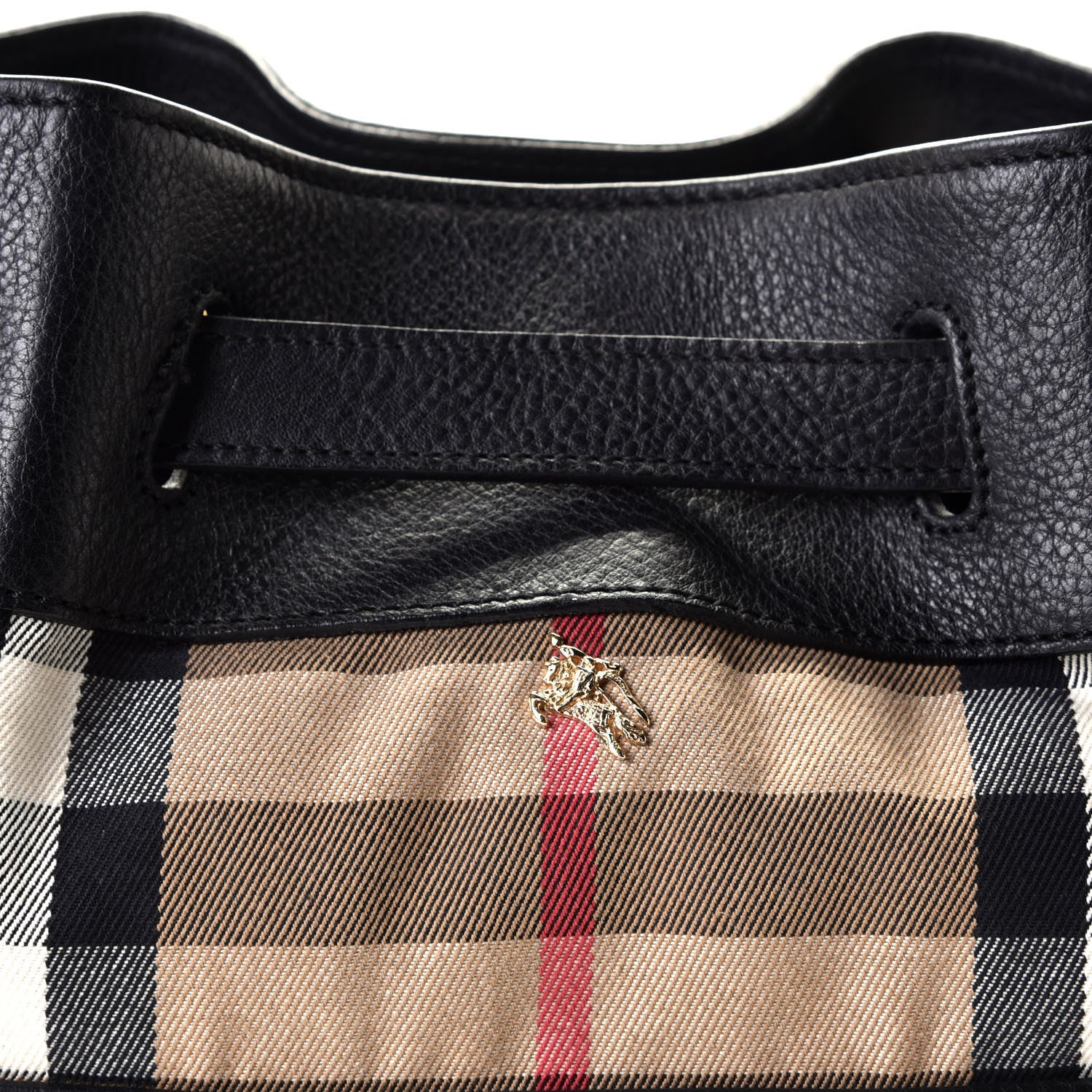 Burberry Grainy Calfskin House Check Margaret Bag Black 3 of 10