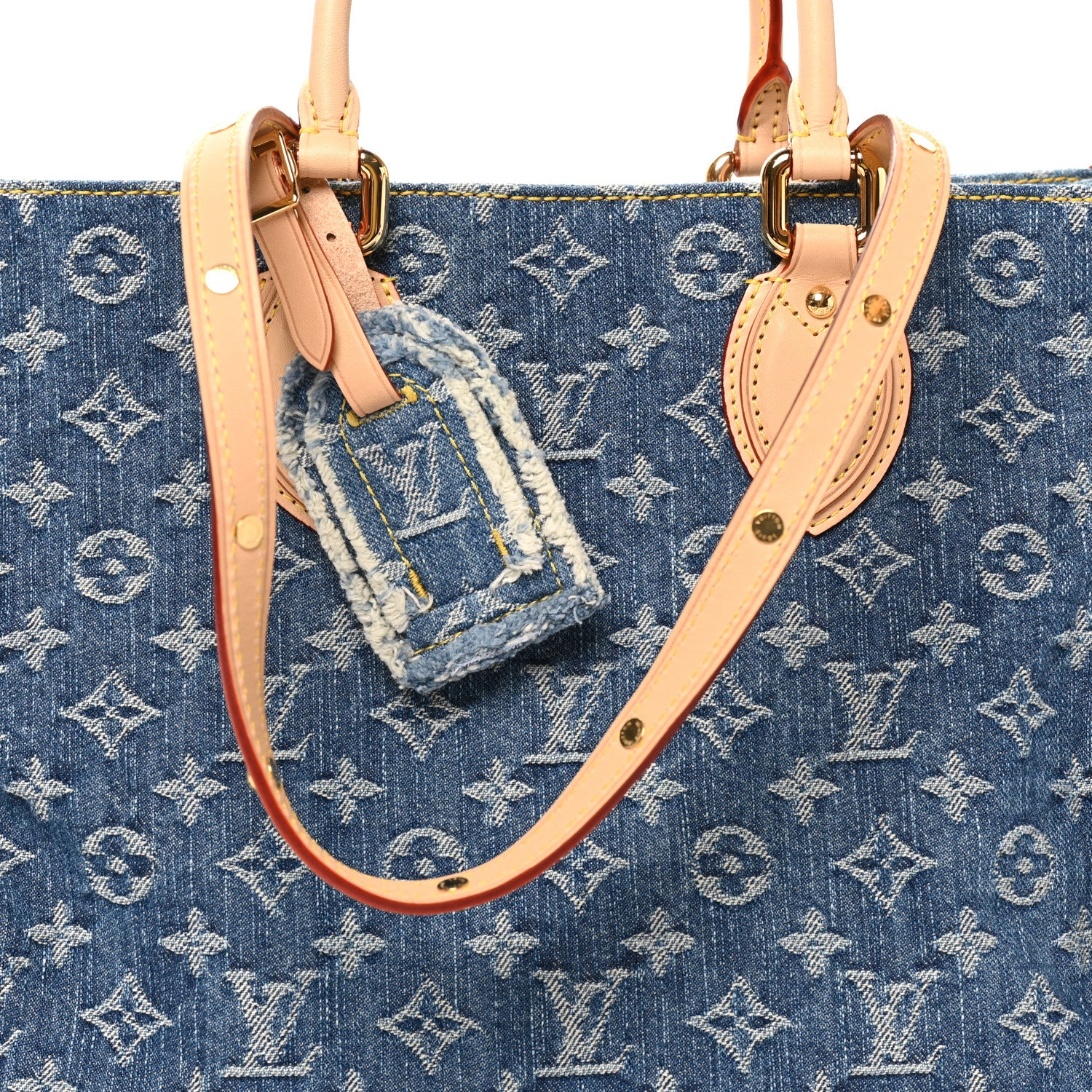 Louis Vuitton Monogram Denim Onthego MM Blue 7 of 9