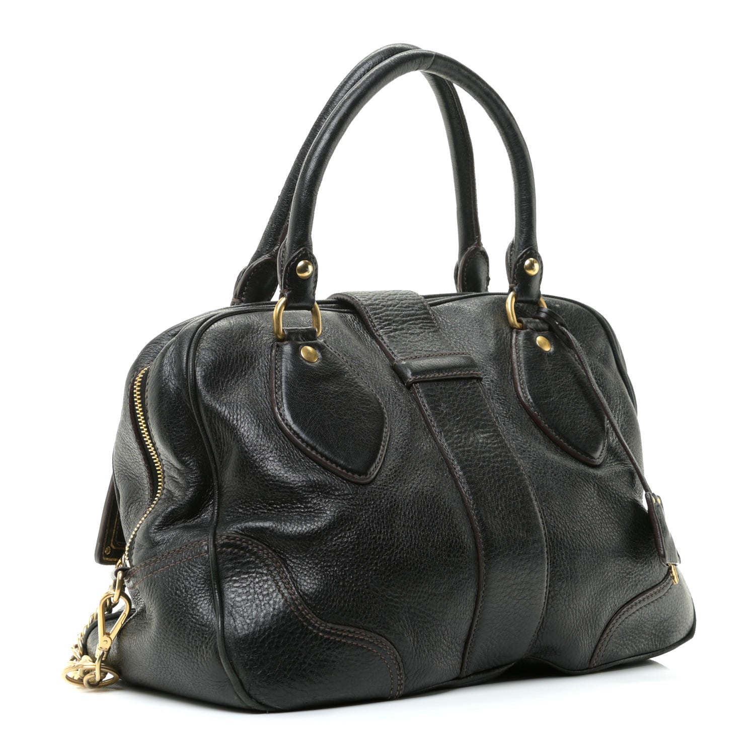 Prada Cervo Large Animalier Satchel Black 2 of 14