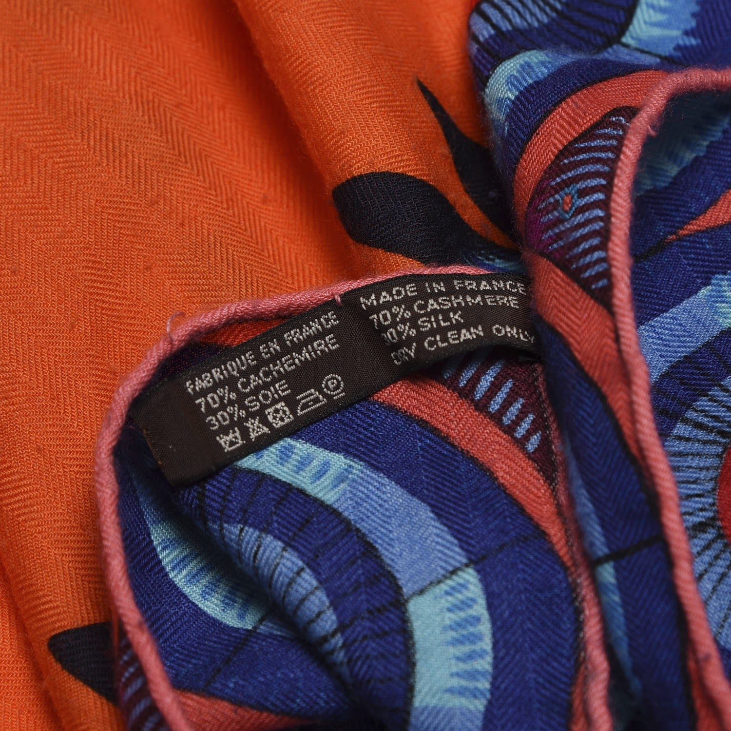 Hermes Cashmere Silk The Savana Dance Shawl 140 Vermillion Cobalt Violet 5 of 5