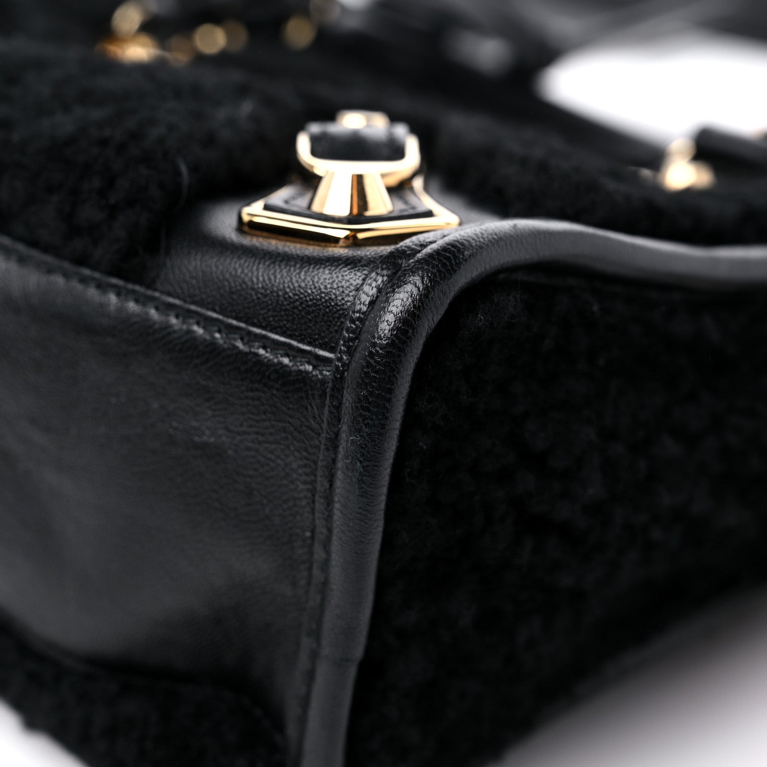 Balenciaga Shearling Gold Metallic Edge Hardware Mini City Black 10 of 12