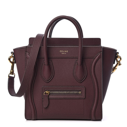 Celine Drummed Calfskin Nano Luggage Dark Wine 1 of 12