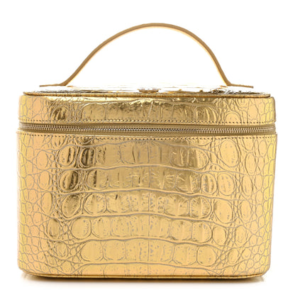 Chanel Metallic Calfskin Crocodile Embossed Cocodile Top Handle Vanity Gold 1 of 10
