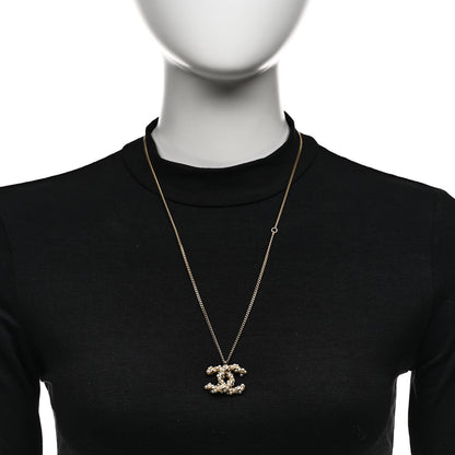 Chanel Pearl CC Pendant Necklace Light Gold 2 of 5