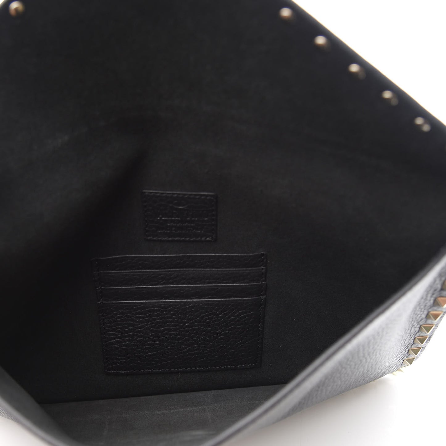 Pebbled Calfskin Large Rockstud Envelope Clutch Black