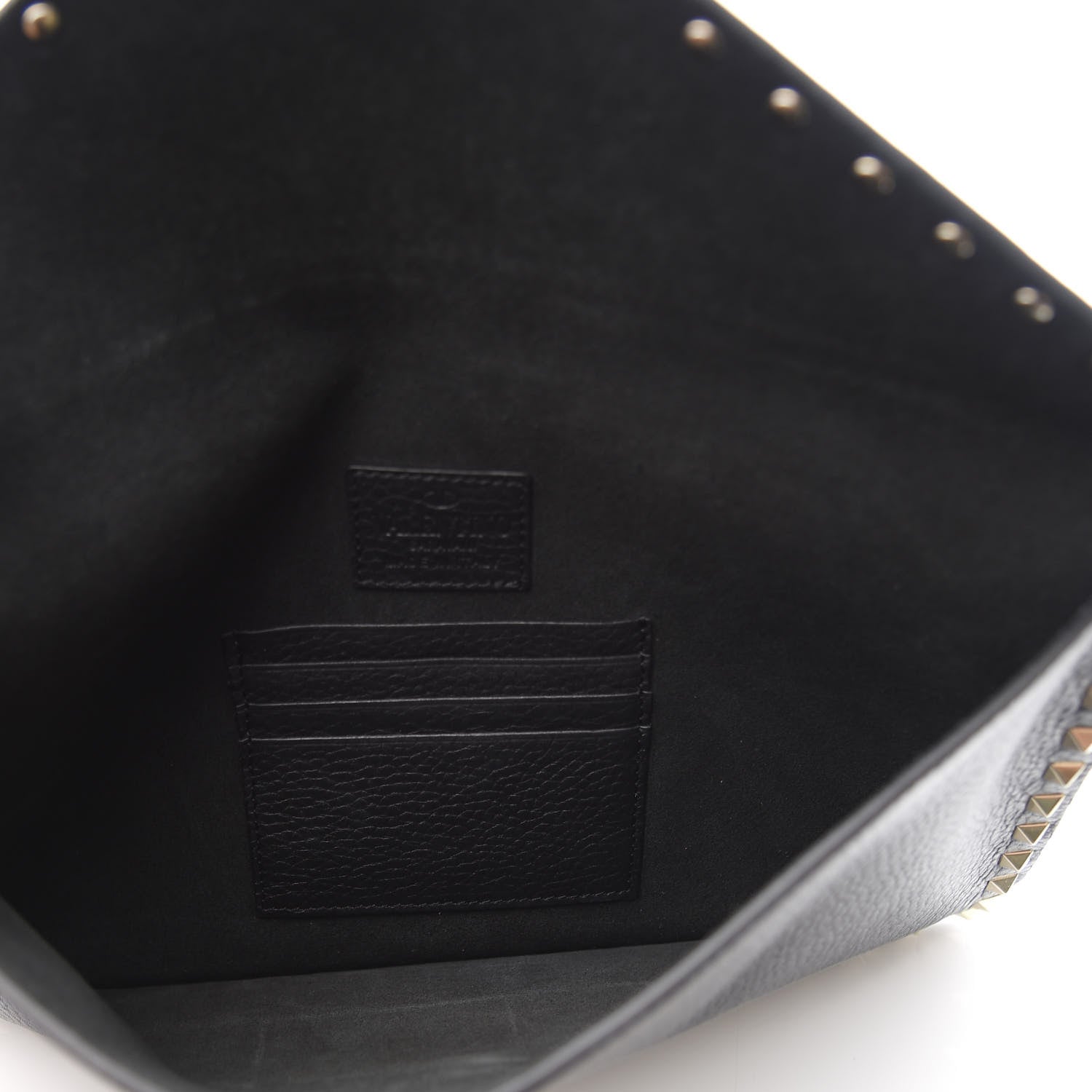 Valentino Garavani Pebbled Calfskin Large Rockstud Envelope Clutch Black 4 of 9