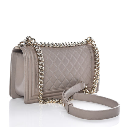 Chanel Caviar Quilted Medium Boy Flap Dark Beige 3 of 13